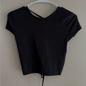 Black Ribbed Women's Crop Top